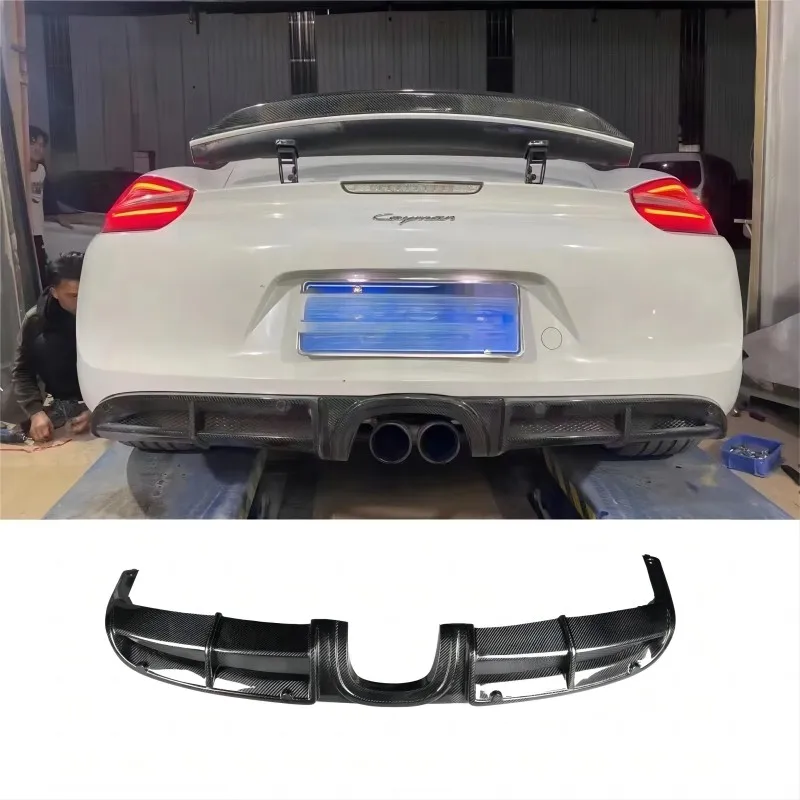 

Real Carbon Fiber Rear Trunk Lip Splitters Bumper Diffuser Protector High Quality For Porsche Cayman Boxster 981 2013-2015