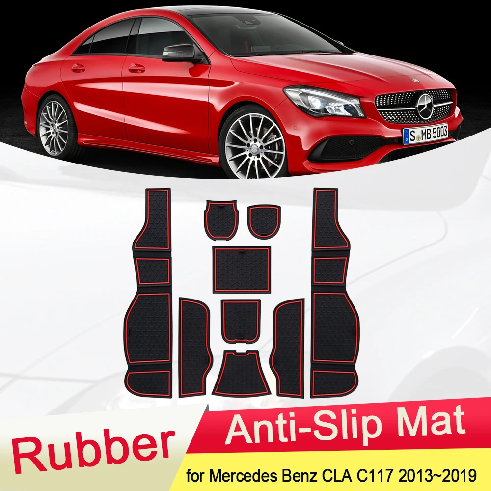 

Door Slot Mat for Mercedes Benz CLA 180 C117 W117 2013~2019 Cup Holder Sticker Lnterior Rubber Groove Cushion Coaster Accessorie