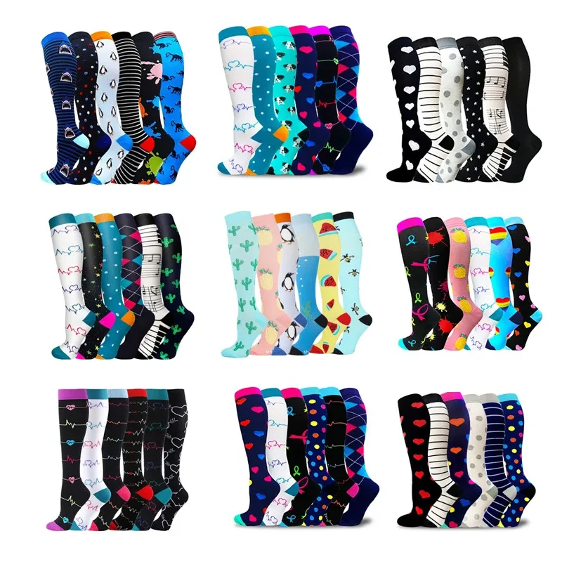 

6/7 Pairs Compression Socks Varicose Socks Men Women Diabetes Swelling Elastic Knee Socks Outdoor Sports Running Fitness Cycling