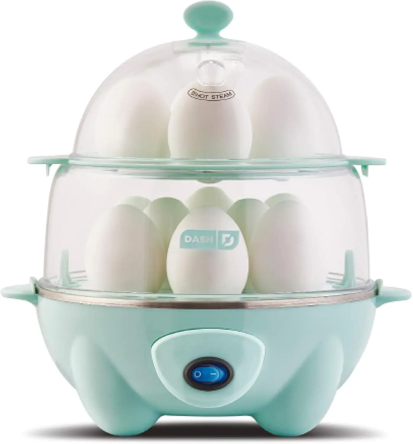 Rapid Egg Cooker,  Mini Rice Cooker Steamer with Removable Nonstick Pot, Keep Warm Function & Recipe Guide, Aqua