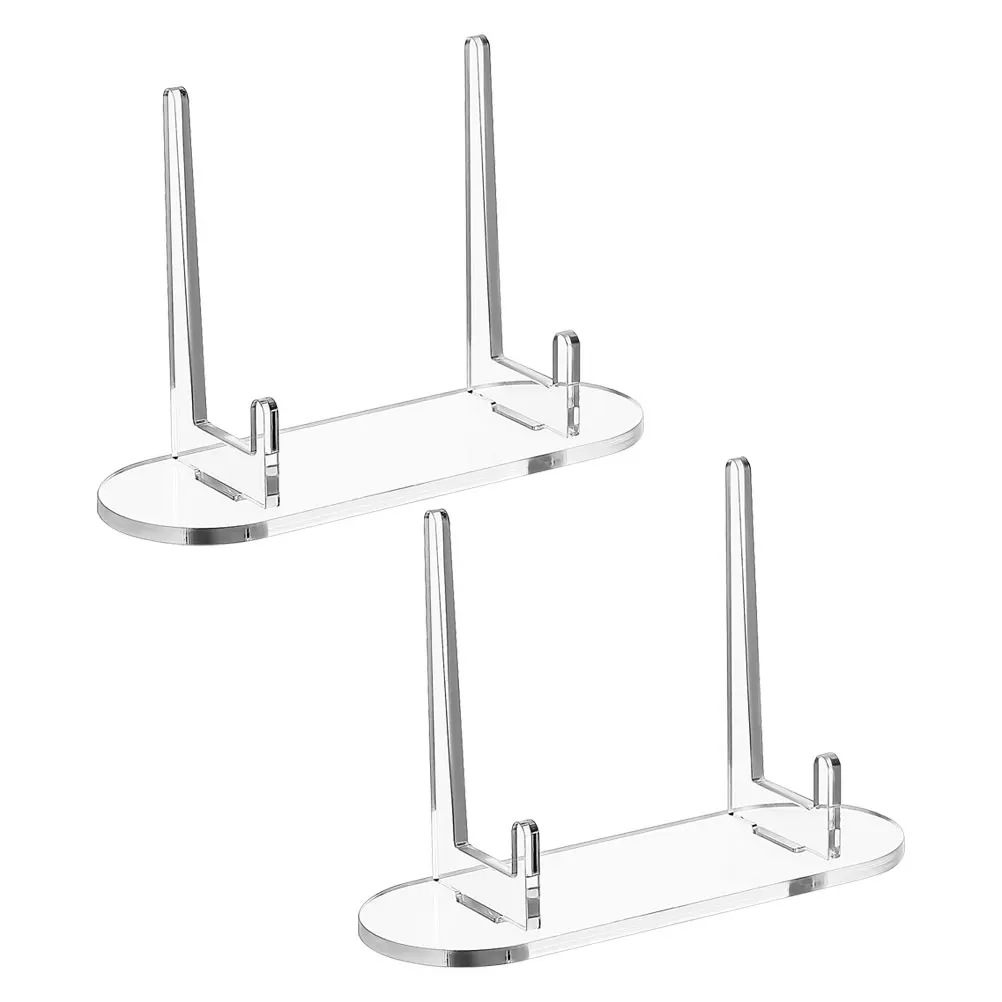 

2pcs Transparent Storage Rack Clear Acrylic Display Stand Square Plate Holder Perfume Cupcake Frame Easel Compact Portable
