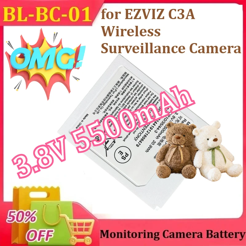 

BL-BC-01 for EZVIZ C3A Wireless Surveillance Camera New Battery Hikvision C3A Battery New 3.8V 5500mAh
