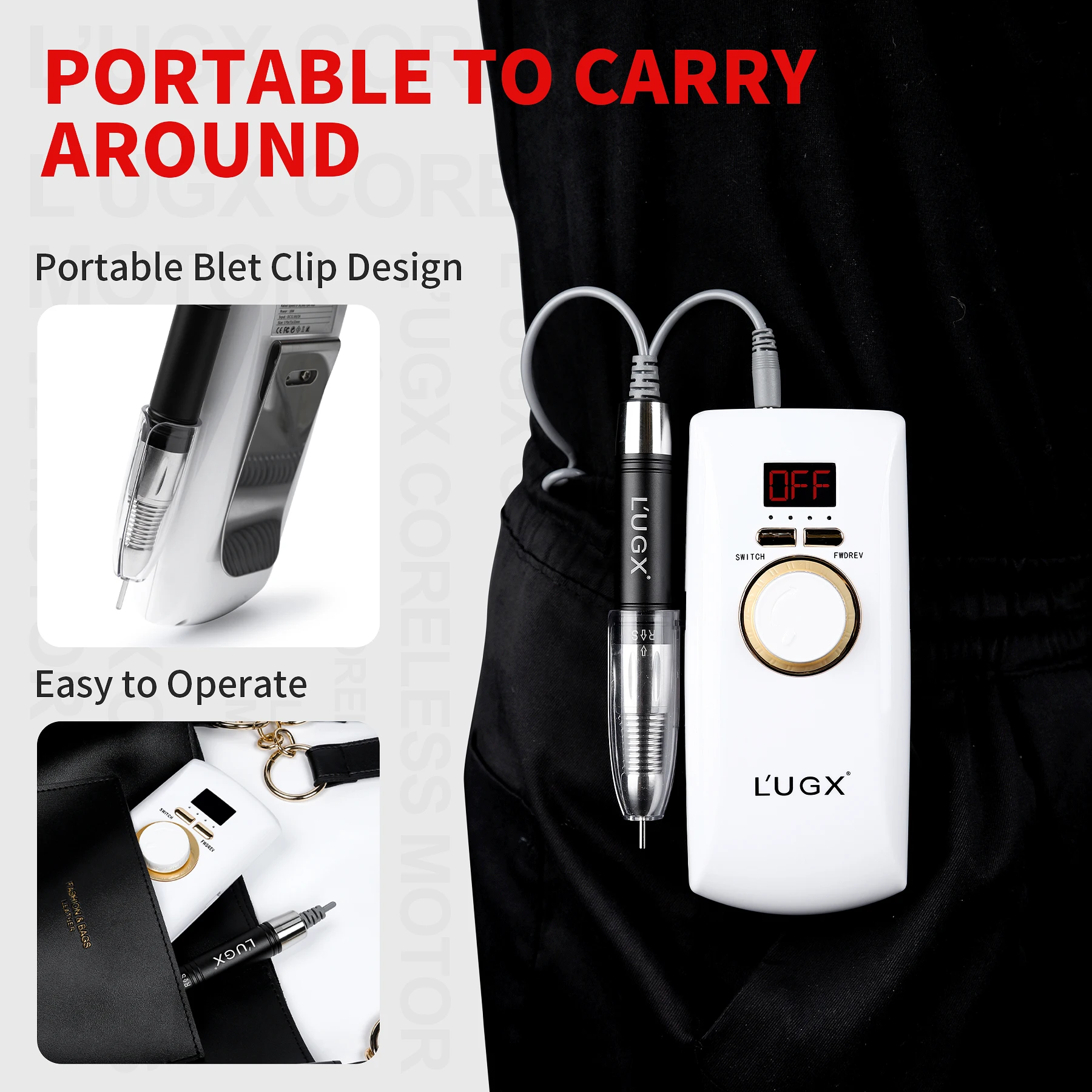 Professional Manicure Electric Nail Drill Machine 30000RPM Cordless Nail File Rechargeable Nail Polishing Grinder For Nails