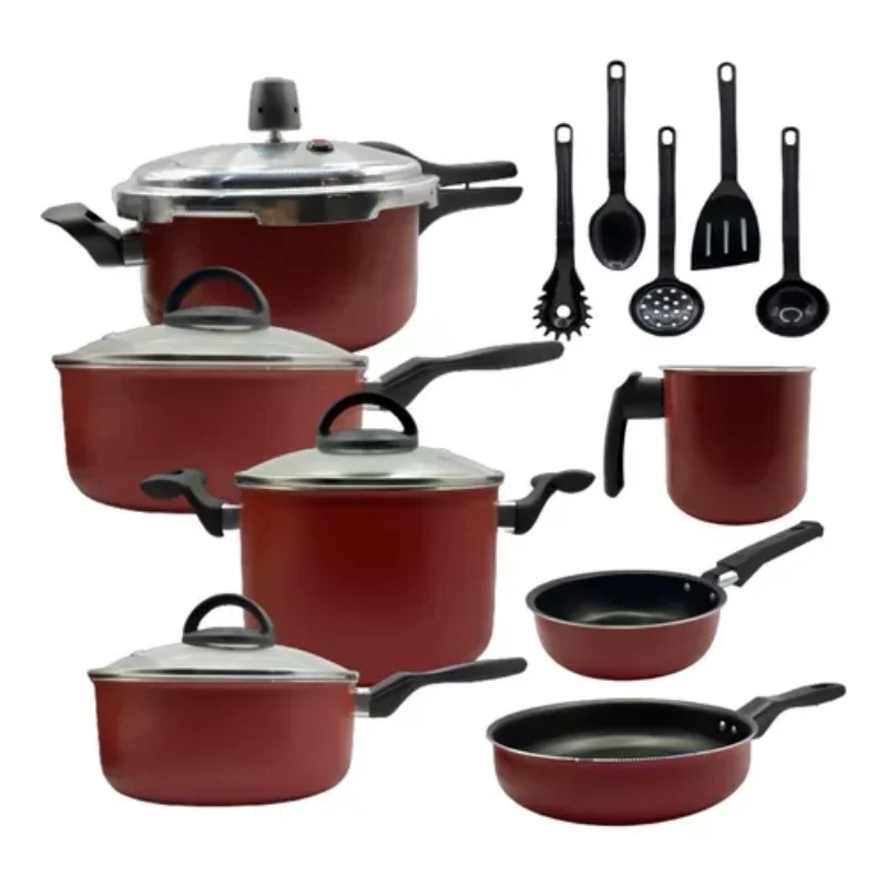 

Non-stick Cookware 12 Pcs C/ Cooker 3 Lts Color Red Baking Cookware and Fryers