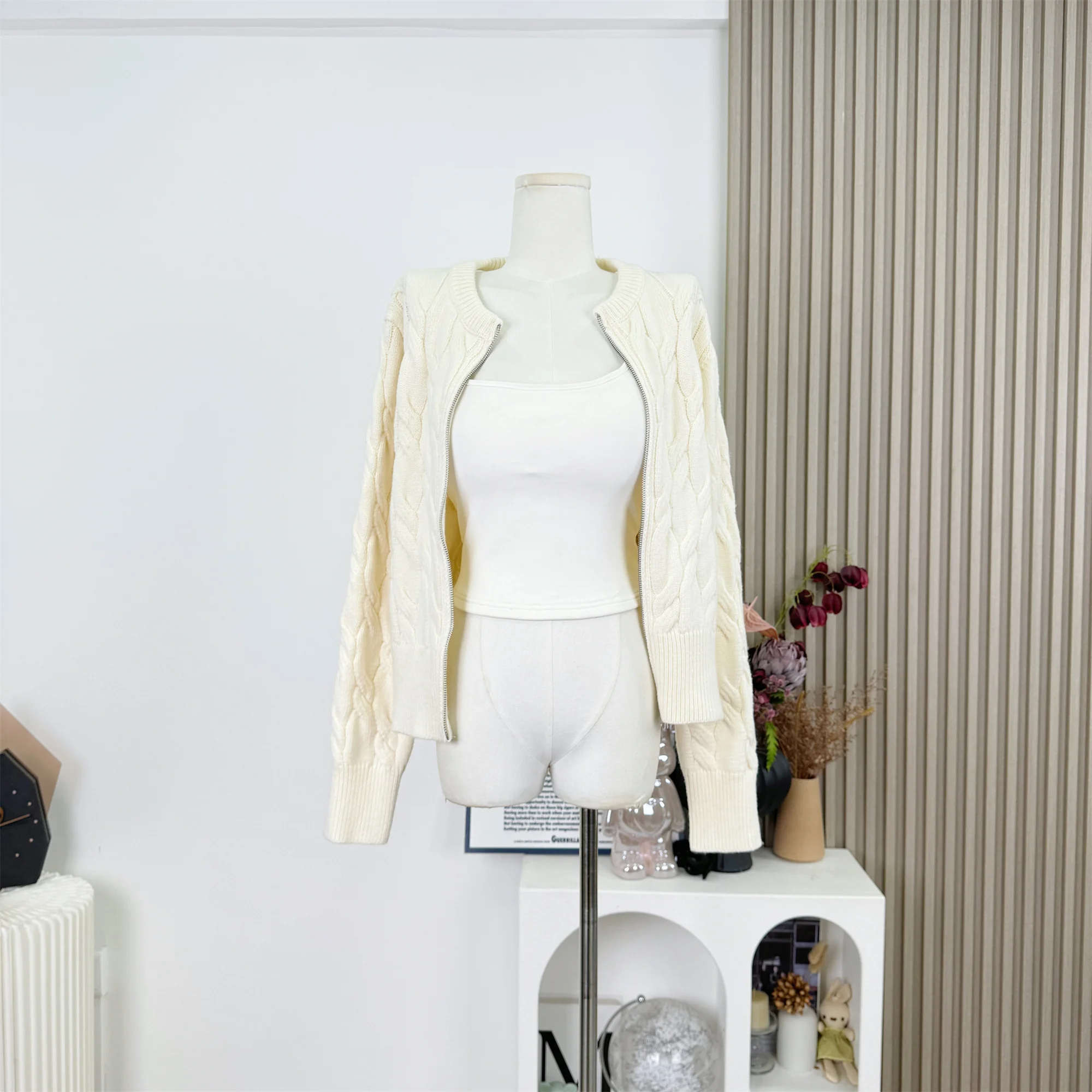 

Женский толстый тяжелый вязаный кардиган с круглым вырезом, теплый свитер, куртка, верхняя одежда, осенне-зимние модные повседневные топы F259