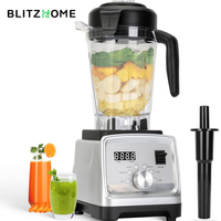 Blitzhome 1000W Heavy Duty Commercial Grade Timer Blender Mixer Juicer Fruit Food Processor Ice Smoothies BPA Free 1.75L Jar