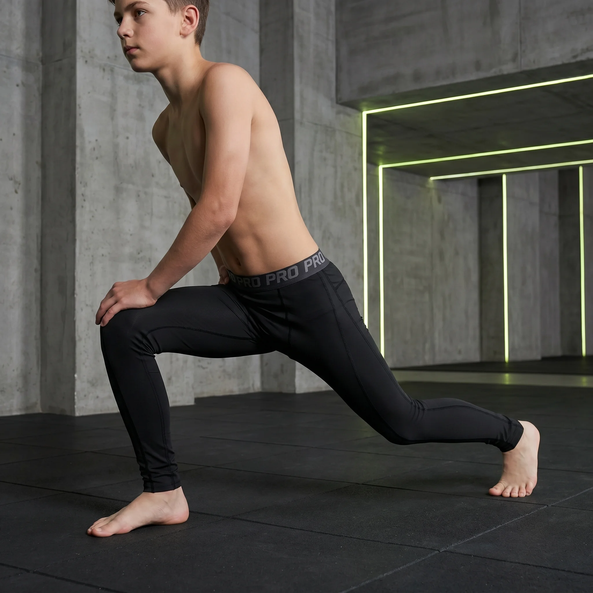 Youth Boys Athletic Compression Leggings Base Layer Football Workout Tights Sports Fitness Compression Pants