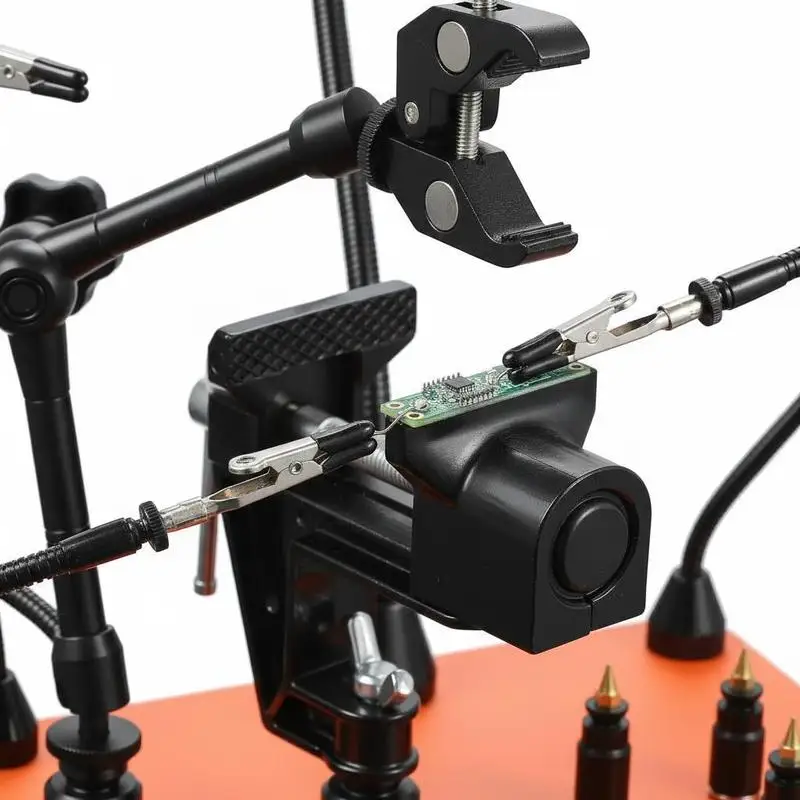 

Magnetic Base Soldering Aid 4 Arms For Electronic Repair Craft Hobby DIY 3X LED Magnifying Lamp 360 Hot Air Gun Holder 4 PCB Pillars Heavy Duty Base Metal Construction
