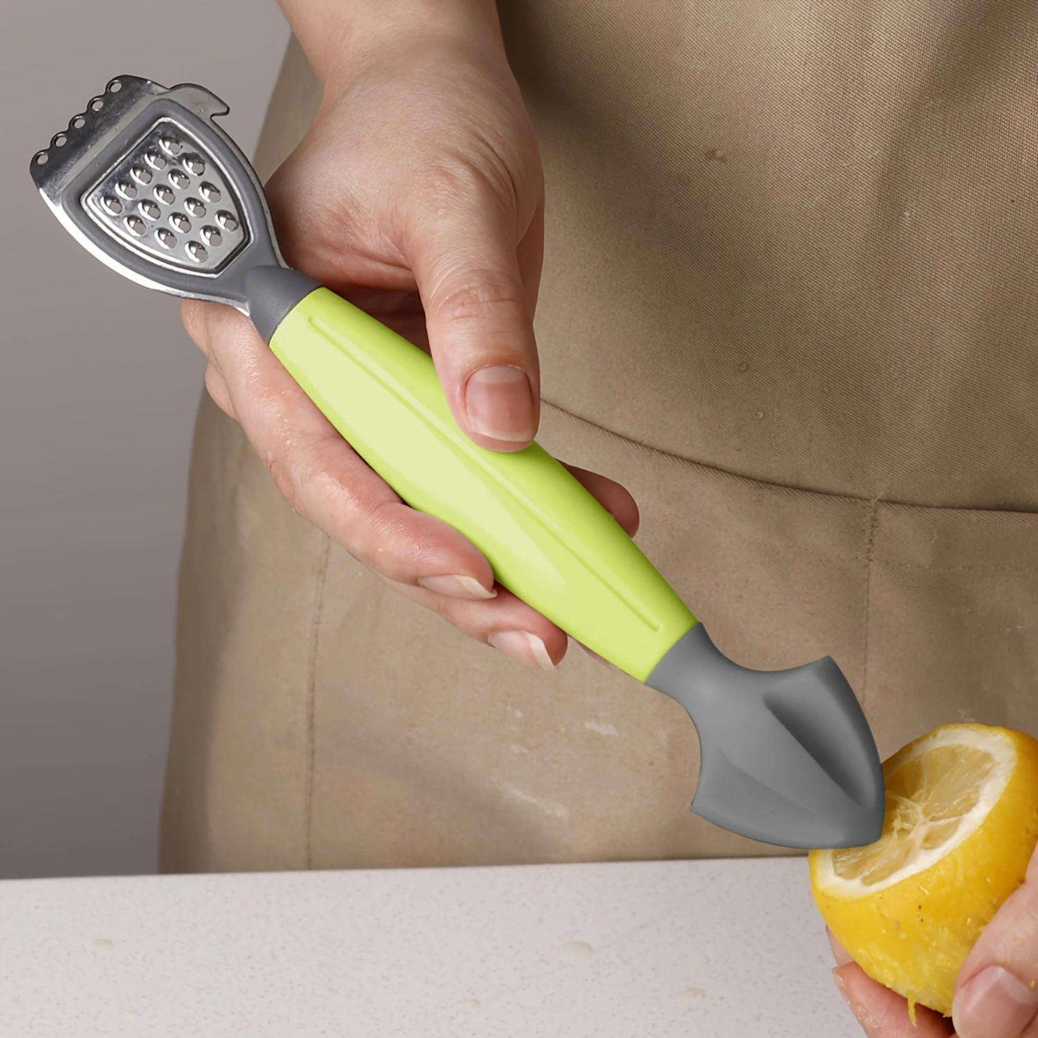 1pc Lemon Peeler & Zester Set - Ergonomic Soft Handle, All-in-One Fruit Reamer, Cheese Grater & Citrus Squeezer - Durable  &  Es