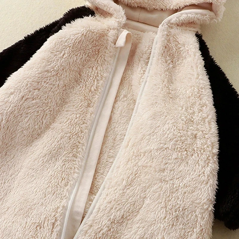 Baby Winter Romper Fleece Cartoon Panda Bunny Hooded Jumpsuit for Boy Girl Clothes Soft Loungewear Thicken Toddler Infant Onesie