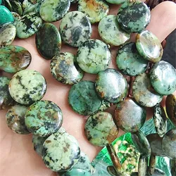 22PCS Natural African Turquoise Stone Beads Coin Shape Strands Size 18MM For Fashion Necklace Designs Accessories Free Shippings