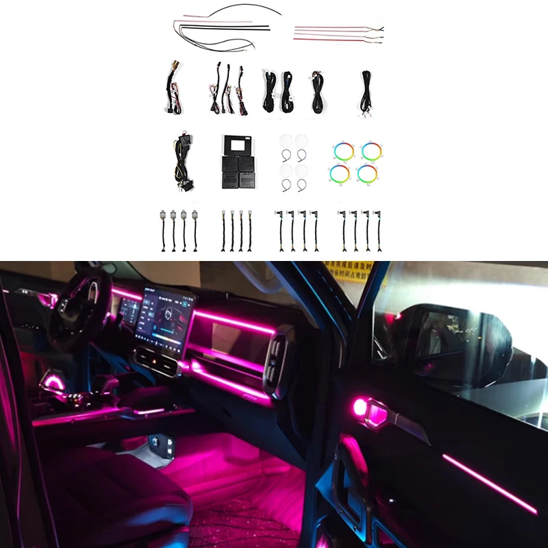 

Car Atmosphere Light Fit for Chery JETOUR Traveler T2 2023-2024 64-color Colorful Streamer Ambient Light Car Modified Pieces