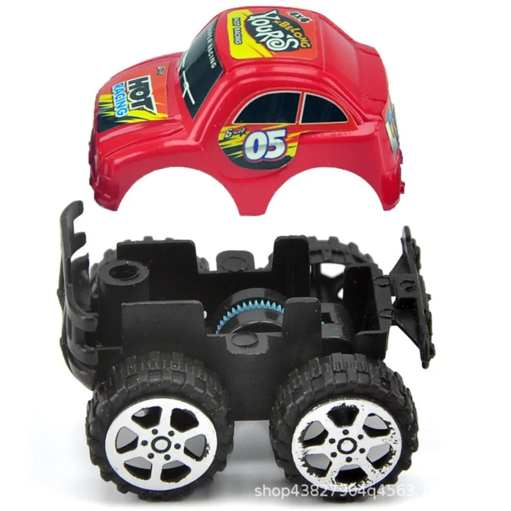 Childrens Cartoon Mini Off Road 6 Models Spray Paint Pull Back Plastic Small Car Toy for Kids Collectible Play Vehicle Gift