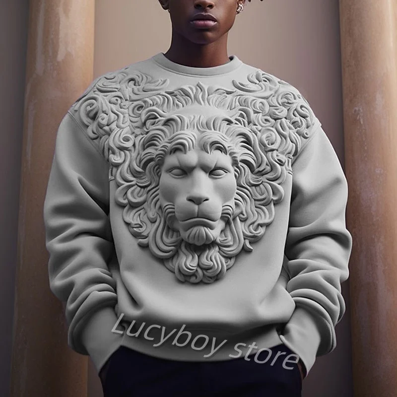 

Men 3d Printed Lion Sweatshirts Animal Pattern Long Sleeves Casual Oversized Pullover O-Neck Hoodies For Men Man Sweatshirts