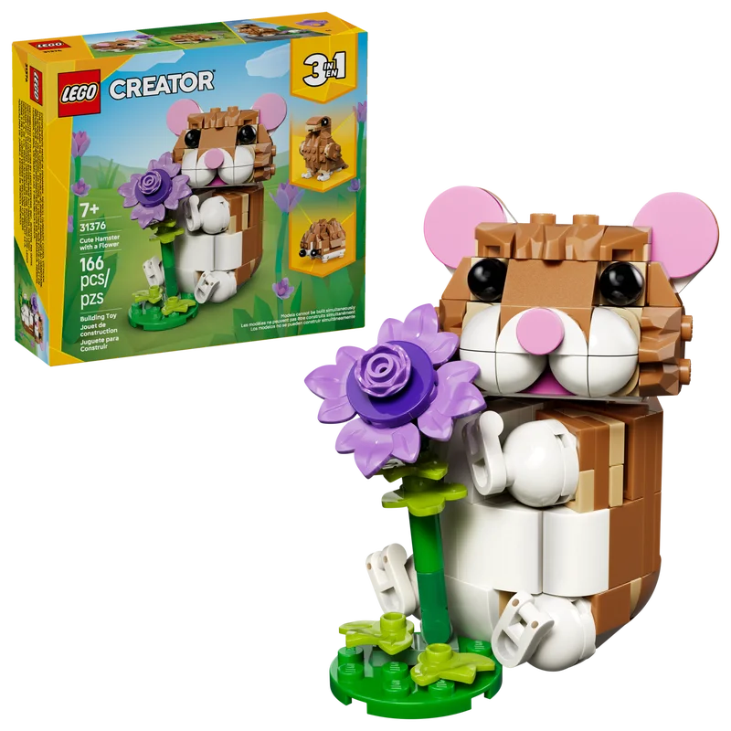 

LEGO® Creator 3 in 1 Cute Hamster with A Flower 31376 Building Toy Animal-loving Girls and Boys Ages 7+ 166Pieces