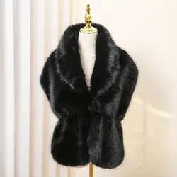 Luxury Faux Fox Fur Shawl Women Dress Cape Turn-down Collar Stoles Winter Scarf Fashion Elegant Banquet Party Shawls