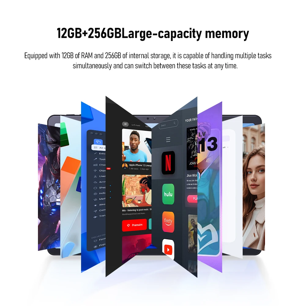 Zwide Tablet 2 em 1 leve e conveniente de 10,95 polegadas N150 para viagens de negócios, trabalho de escritório e entretenimento