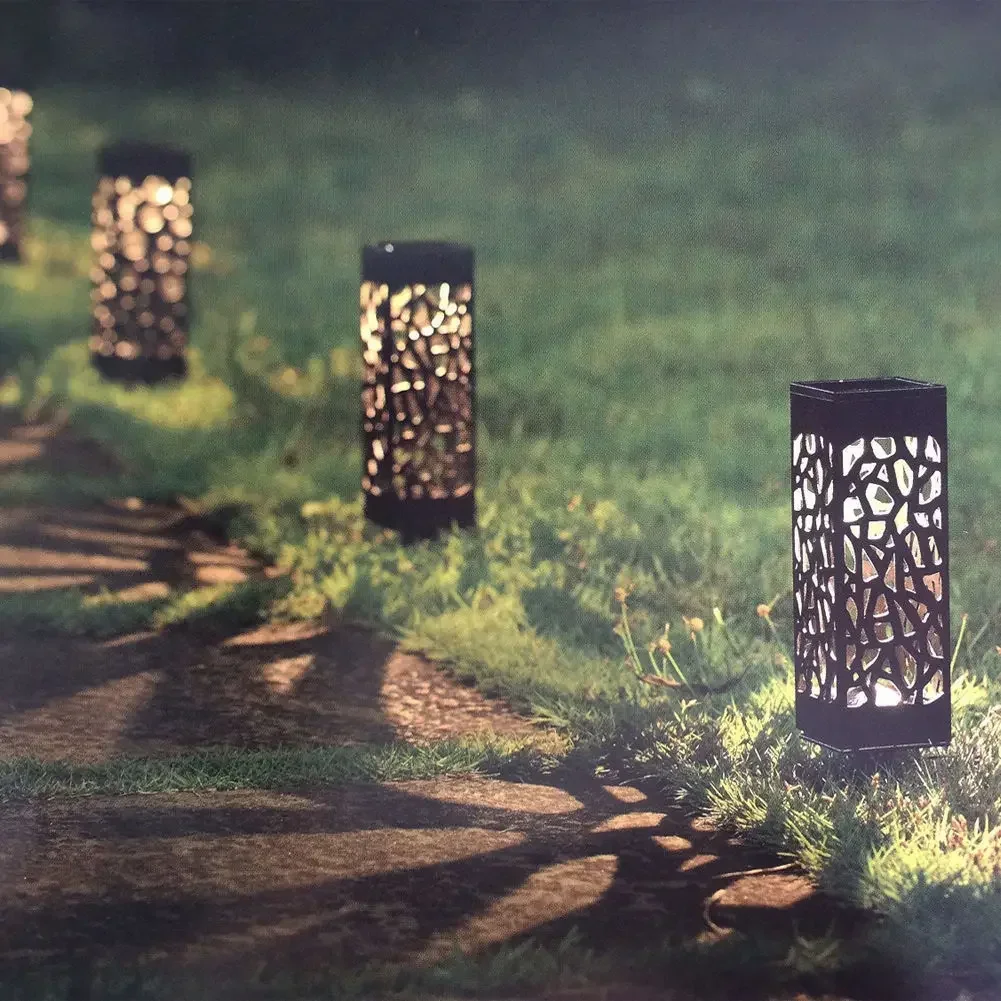 LED Solar Pathway Lights: Waterproof Hollow Lantern Design for Outdoor Garden, Lawn, & Patio Lighting - Eco-Friendly & Stylish