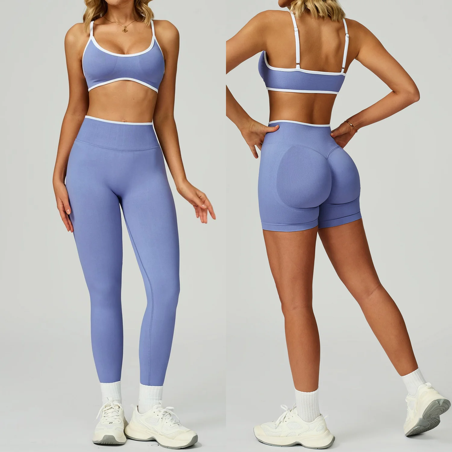 

Бесшовный комплект для йоги из 2 предметов для женщин, спортивный бюстгальтер, шорты для йоги с подъемом бедер, леггинсы для спортзала, брюки для бега, тренировочная одежда, одежда для фитнеса и спортзала