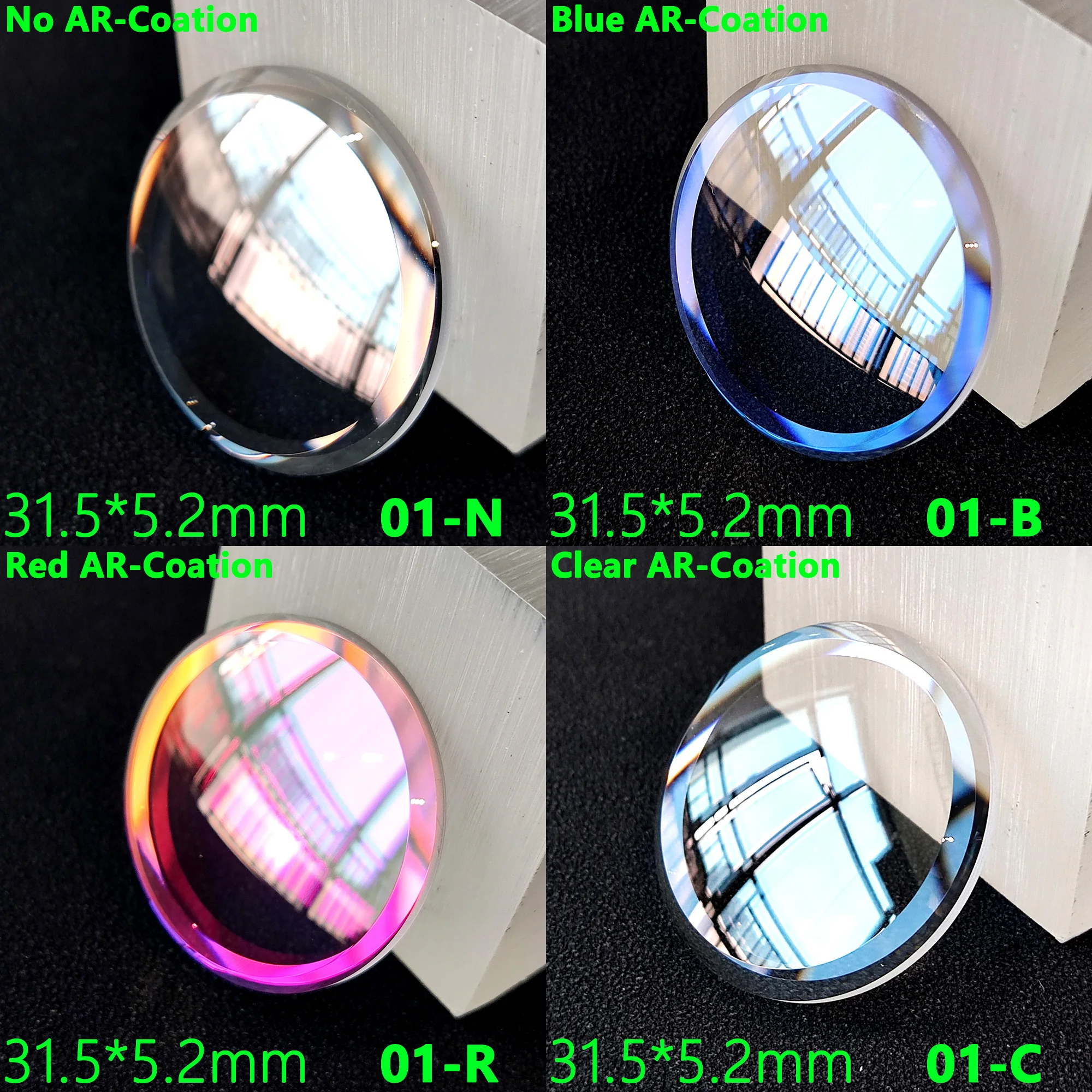 Watch Glass Sapphire Glass Watch Crystal 31.5*5.2*2.9mm Double Bubble Mirror Large Chamfer Blue/Red AR Coating Glass