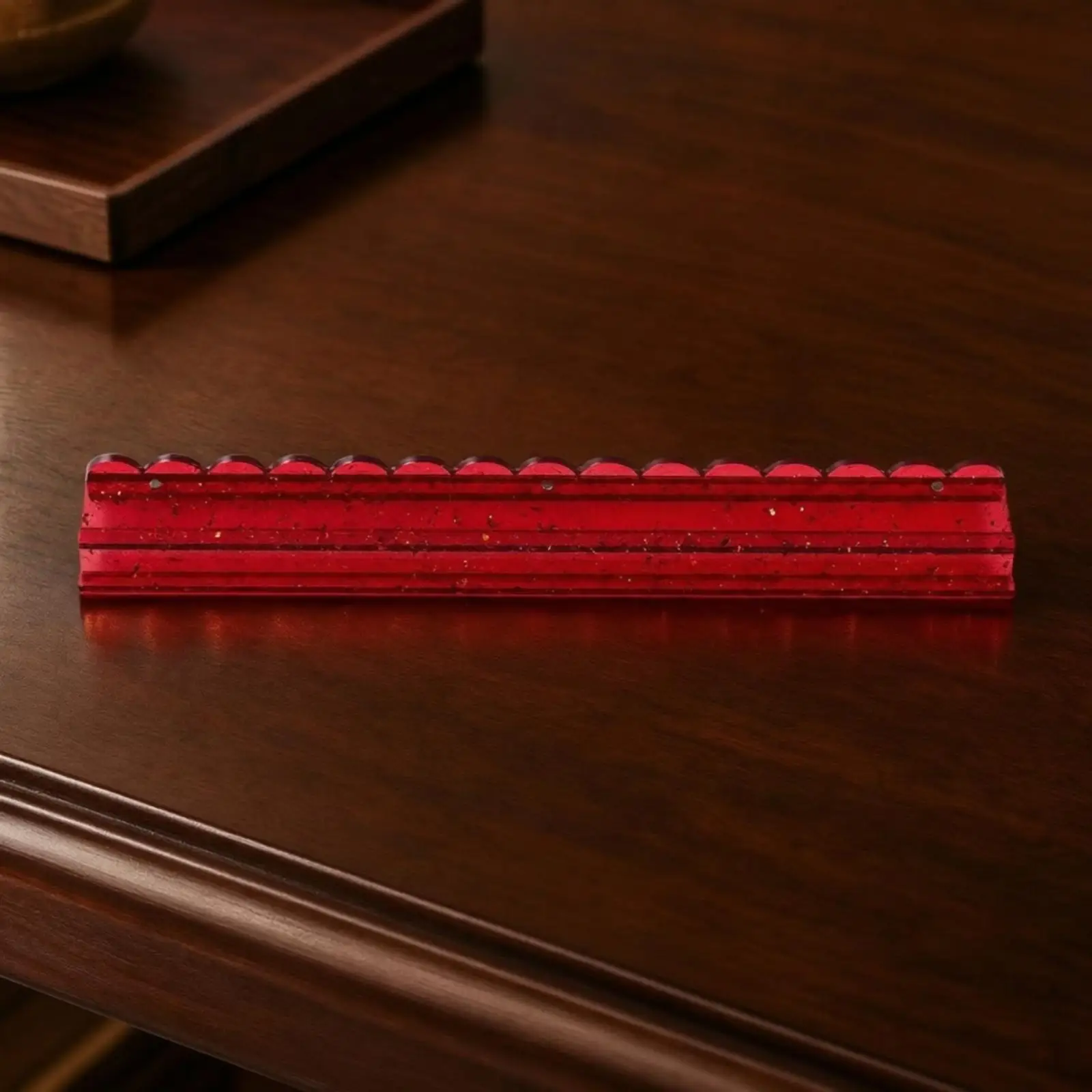 Red Glitter Acrylic Mahjong Ruler 20 Inch Pusher for American Tile Game Smooth Glossy Surface