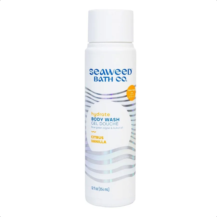 

Seaweed Bath Co. Hydrate Body Wash Citrus Vanilla Scent 12-унций Гель для душа для мужчин и женщин Веганский без паралбенов Безсульфатный крукель