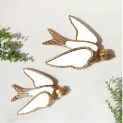 Vintage Forest Decorative Mirrors Dragonfly Swallow Wall Hanging Wall Decoration Light Luxury Home Decoration European Style New