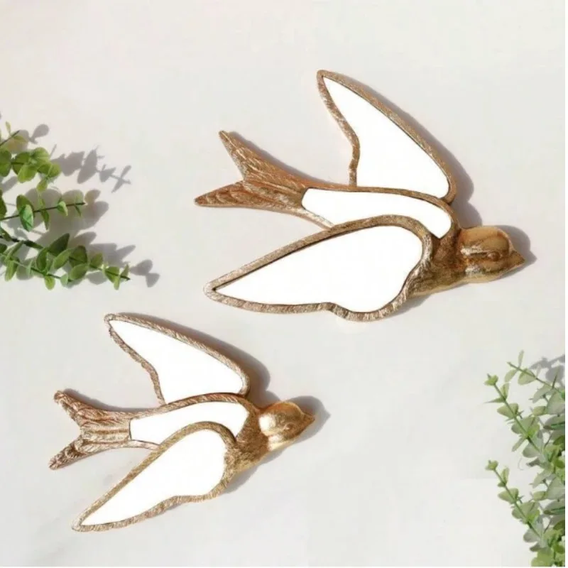 Vintage Forest Decorative Mirrors Dragonfly Swallow Wall Hanging Wall Decoration Light Luxury Home Decoration European Style New