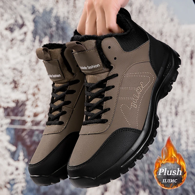 

ELUVA 2025 Men's Tactical Snow Boots Waterproof Winter Boots Non-Slip Warm Lightweight Outdoor Hiking Boots Work Shoes
