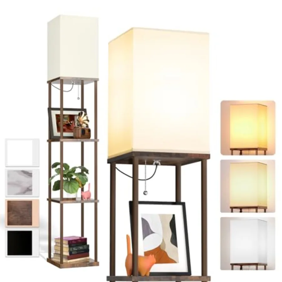 

Floor Lamp with Shelves 4-Tier Modern Shelf Floor Lamp with 3CCT LED Bulb Display Lamp for Living Room Bedroom and Office - Bro
