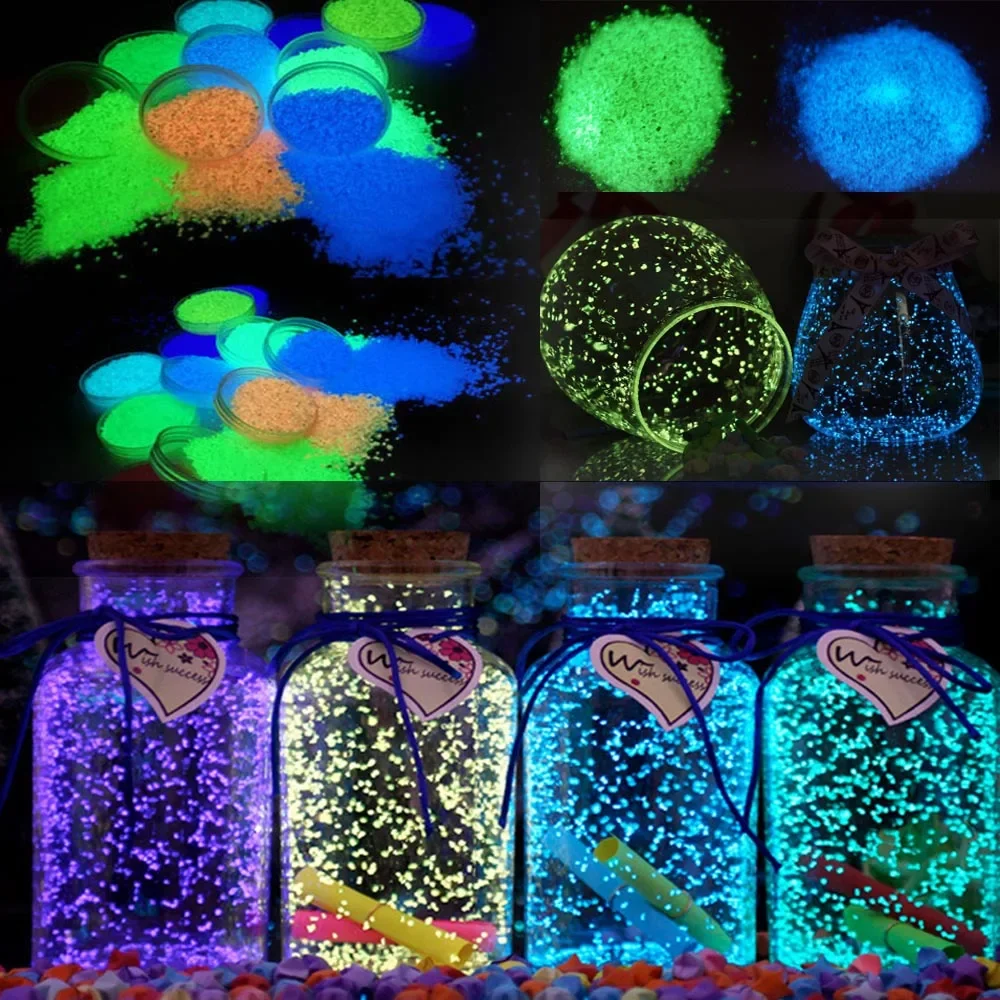 10g Luminous Sand Glowing In The Dark DIY Decoration Wishing Bottle Fluorescent Powder Glowing Bright Gravel Luminou Epoxy Resin