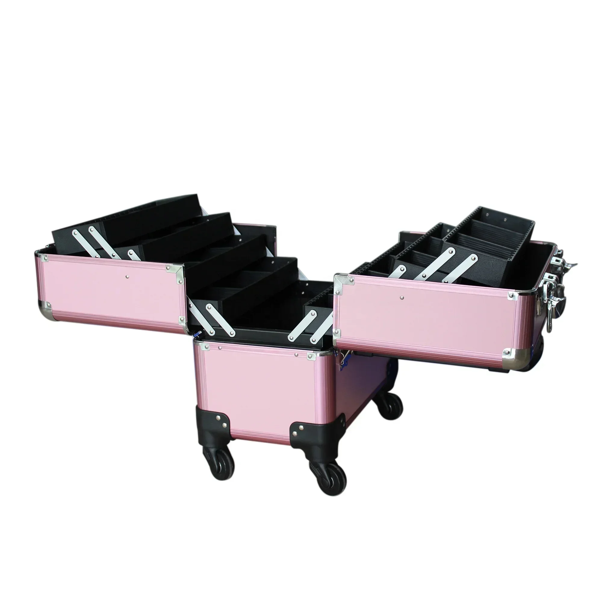 

Makeup Case with Wheels & Drawers Large Cosmetic Trolley Case Lockable Travel Cosmetic Storage Train Cases for Nail Technicians