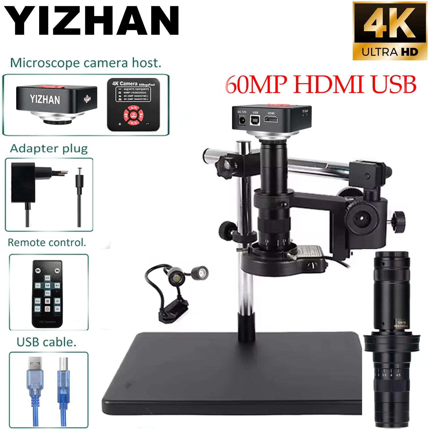 

YIZHAN Full HD Digital Microscope Electronic Set For Industrial welding maintenance 215X C-Mount Zoom Lens For PCB Repair Tools