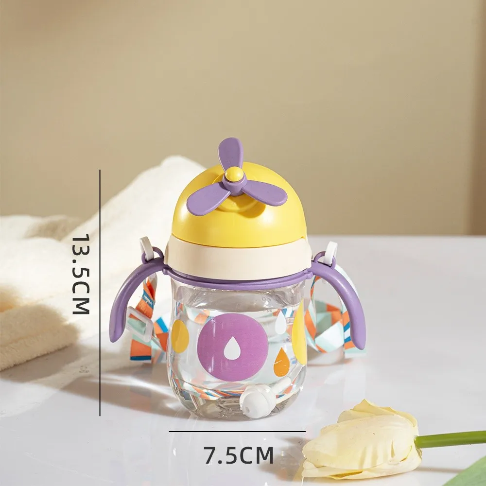 

High Quality 250ml Water Sippy Cup with Handle Portable Straw Bottle Silicone Straw Leakproof Water Bottles Kids