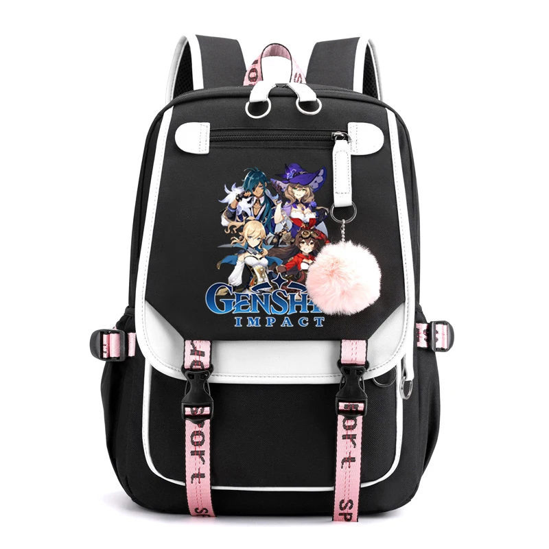 Genshin Impact Rugzak Schooltassen voor Meisjes met Anime Rugzak voor Tiener Kinderen USB Waterdichte Schoolrugzak Zakken Mochila