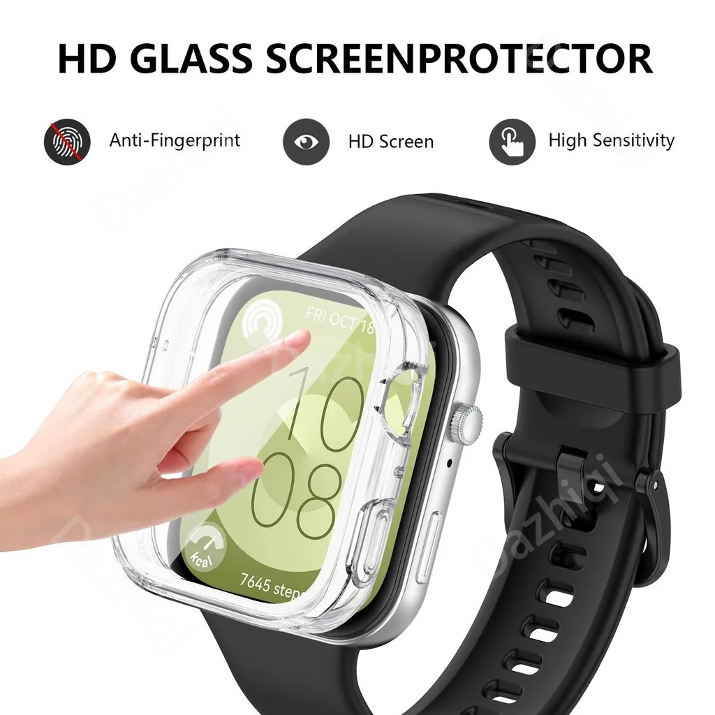 2in1 Sports WatchBand Set For Huawei WATCH Fit 5 Fit5 Pro Silicone Strap with Colorful Buckle Clear TPU Protective Case Cover