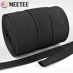 Meetee 5/10Meters 20-50mm Black Tubular Rescue Tape Double-layer Polyester Webbing Bag Clothes Ribbon Sewing Trimming Accessory