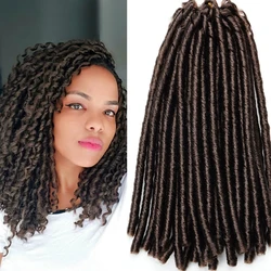 Pelo sintético de estrella completa, pelo de fibra de baja temperatura, marrón y negro, 14 pulgadas, 70g, Rubio falso, Flod Locs, 30 raíces, trenzas de ganchillo