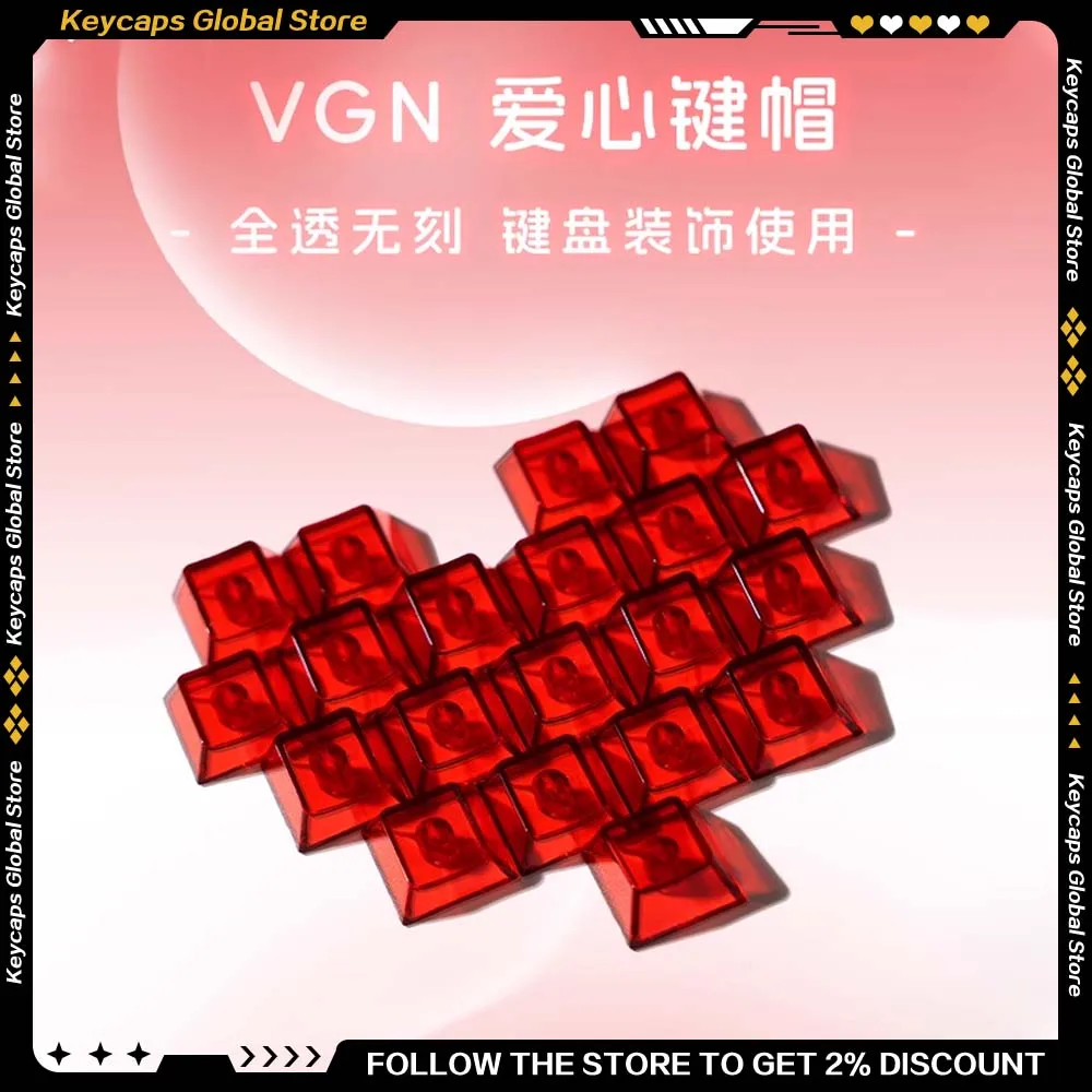 

LOVE Transparent Keycaps Set Cross Axis Artisan Keycap for Mechanical Keyboard Personalize Creative Customized Keycap for VGN