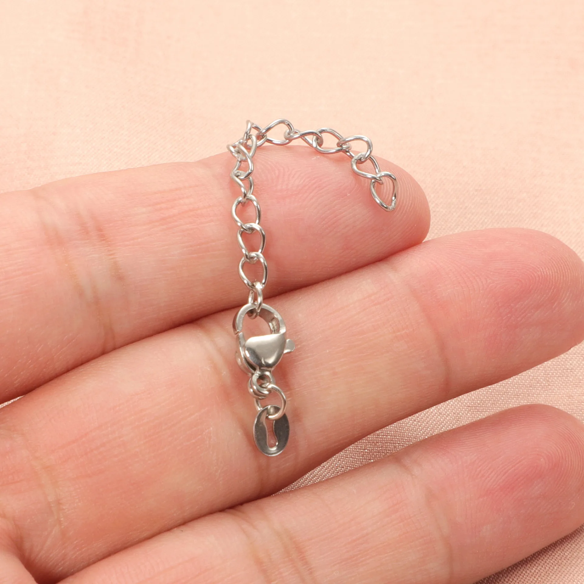 10pcs Stainless Steel 5.5cm Lobster Chain Silver Color Metal Extended Extension Chain Wholesale