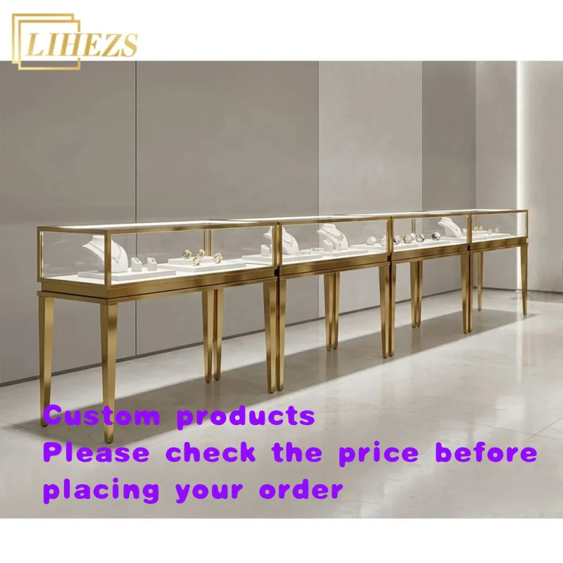 custom.High-end LED Lit Jewelry Showcase Cases Standing Countertop Jewellery Display Cabinets