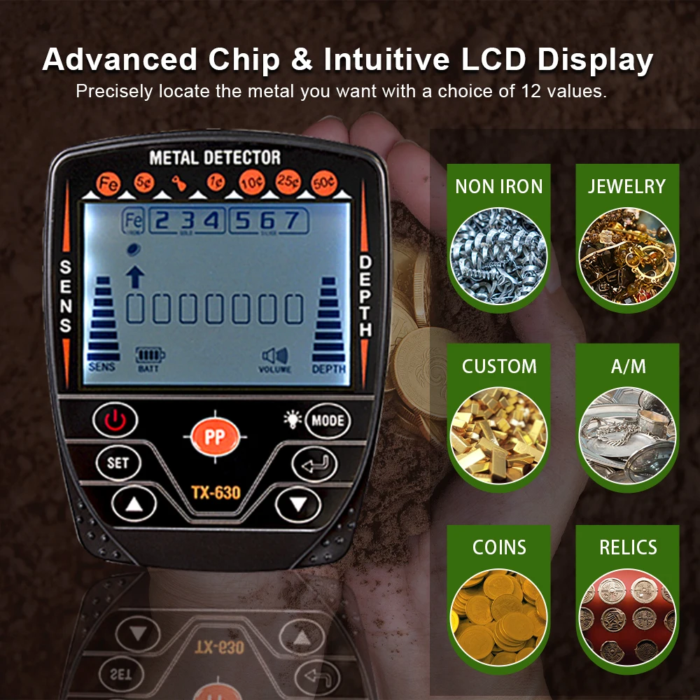Détecteur de métaux pliable professionnel, étanche, haute précision, léger, TX-630
