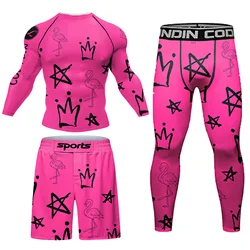 Chie Lundin-Camiseta de gimnasio Atlético rosa para hombre, pantalones cortos de protección uv, BJJ jiu jitsu, Rash Guard, MMA Grappling