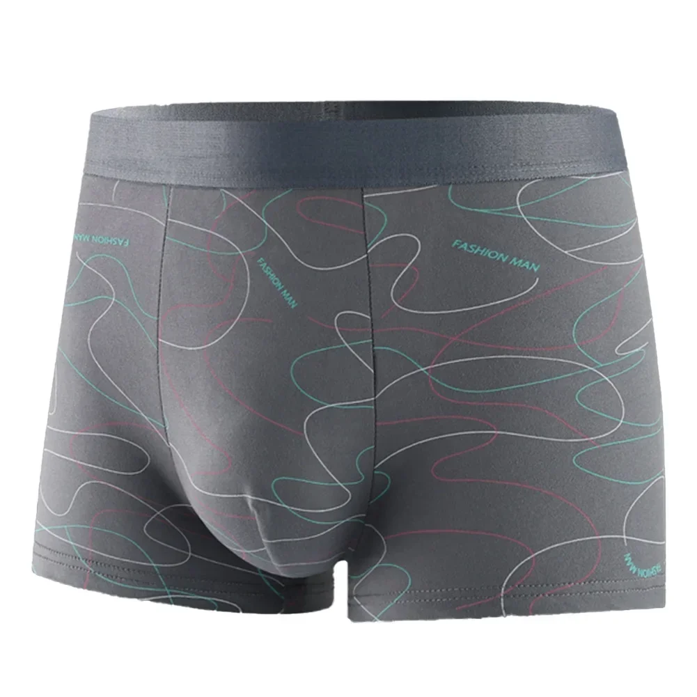 Трусы-боксеры мужские с принтом, нижнее белье с пузырьковым мешочком, тонкие эластичные дышащие шорты, большие размеры, летние