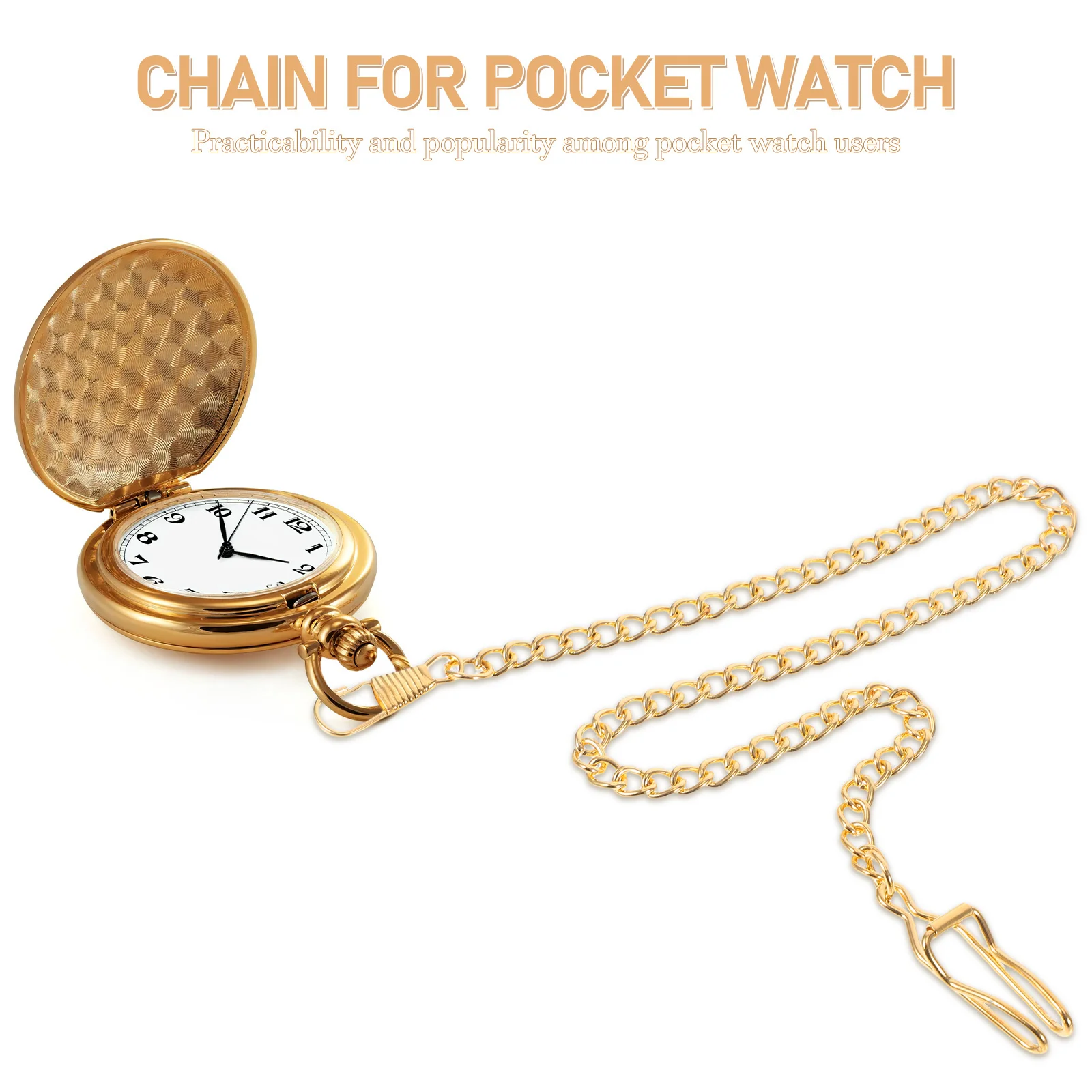 Golden Plated Pocket Watch Chain Heavy Duty Lobster Claw Sturdy Construction Silver Plated Shiny Surface Perfect for Pocket