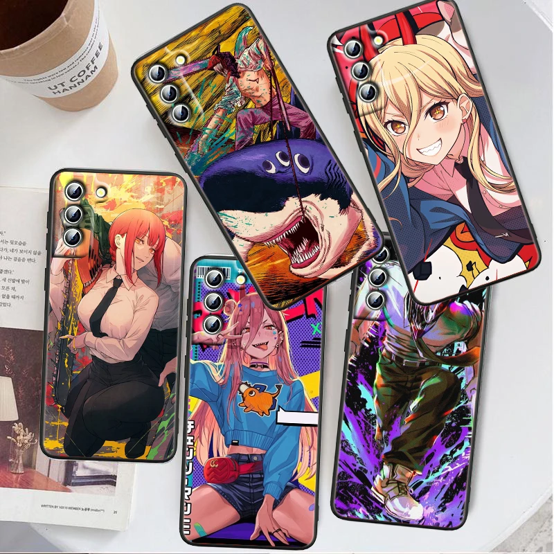 Cool Anime C-Chainsaw Man For Samsung Galaxy S24 S23 S22 S21 S20 FE S10 S10E Plus Ultra Pro Lite 5G Black Cover Phone Case