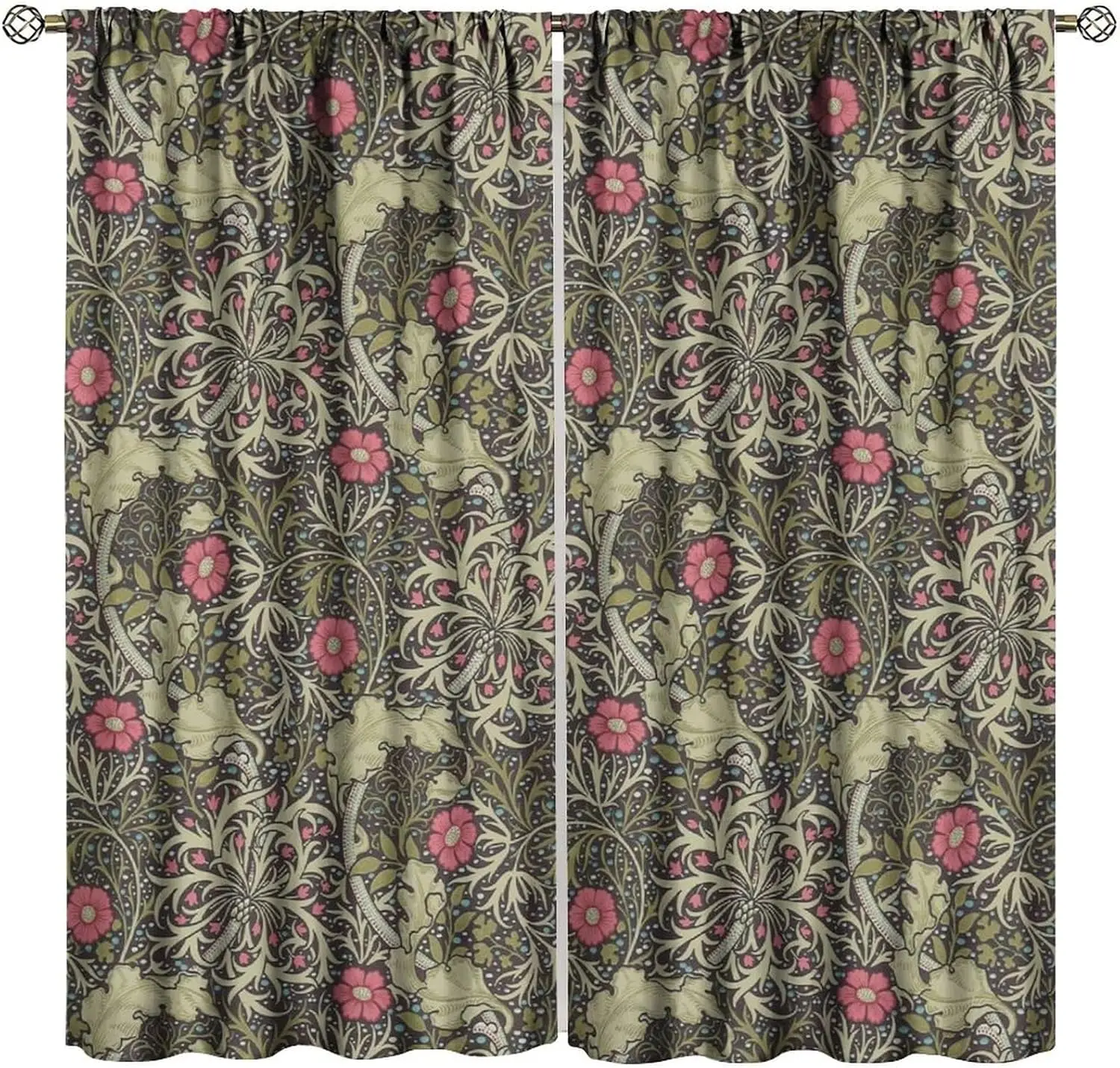 

Винтажные плотные шторы с цветами, William Morris Style Art Floral Rustic Plant, оконные шторы с полевыми цветами, для гостиной, спальни