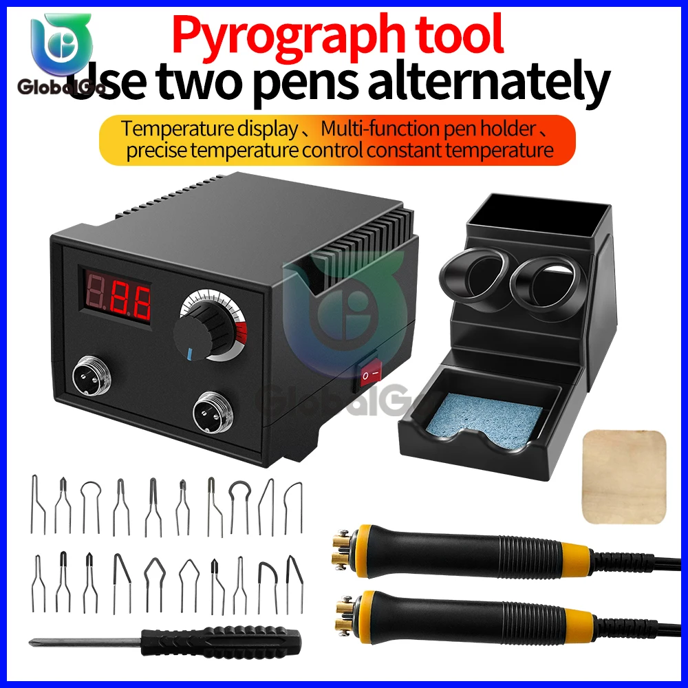 Adjustable Temperature Wood Burner 300-700℃ Heating Wire Pen Tips Station Pyrography Pen Set Electric Soldering Iron AC110V 220V