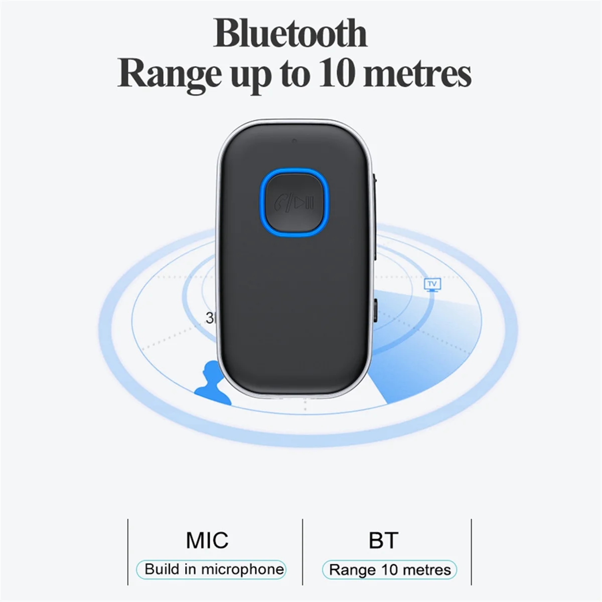 2-In-1 Bluetooth Receiver and Transmitter Portable Wireless Bluetooth 5.0 Audio Adapter for PC TV Car Speakers