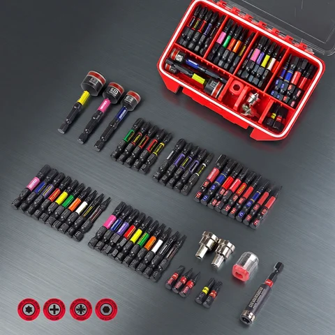 Geinxurn 52PCS Impact Ultra Torque Screwdriver Bit Set, Magnetic S2 Steel Bits Tips with Impact Bit Holder with Storage Box